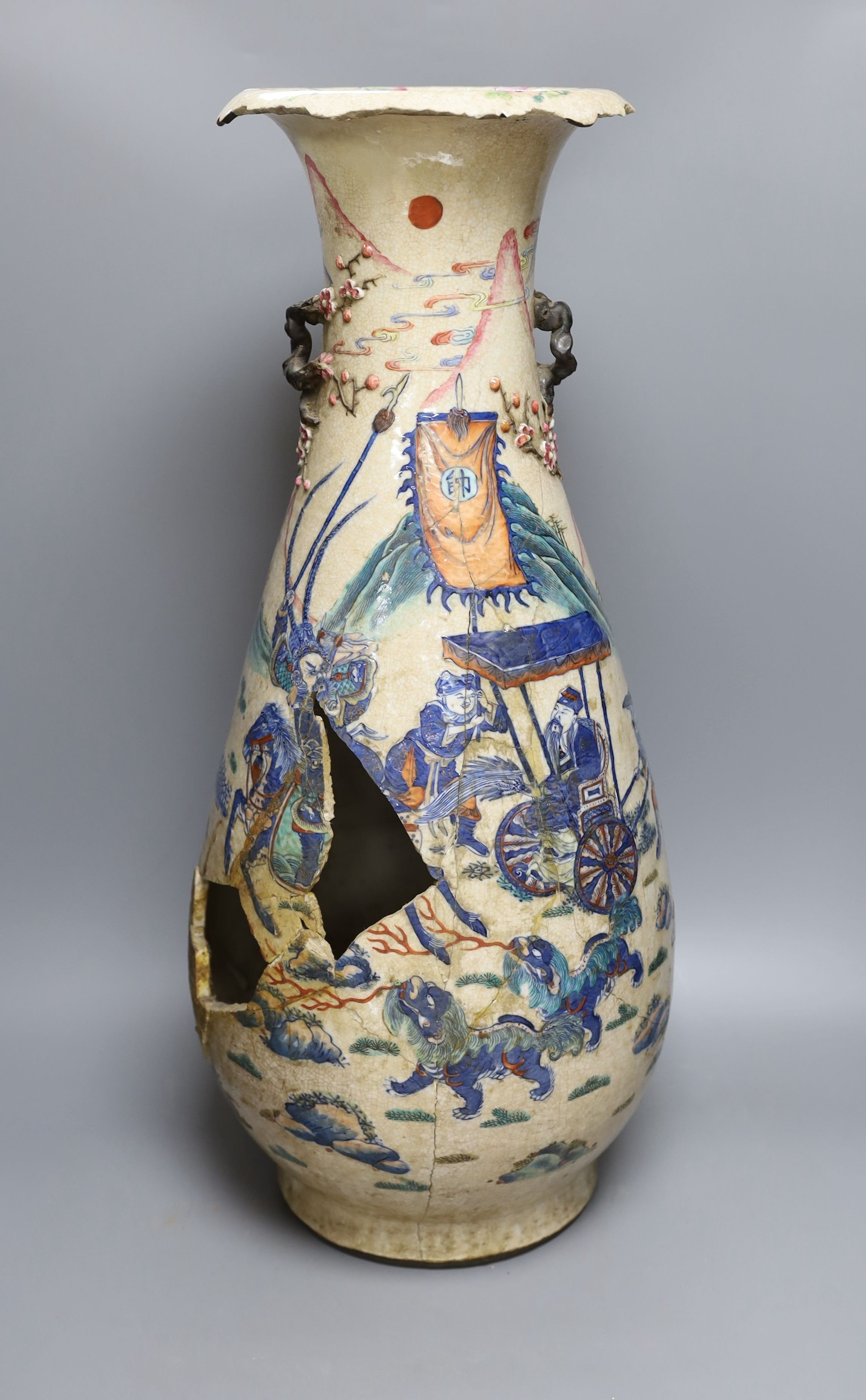 A large Chinese crackle glaze vase, Chenghua mark, 19th century - 62cm tall